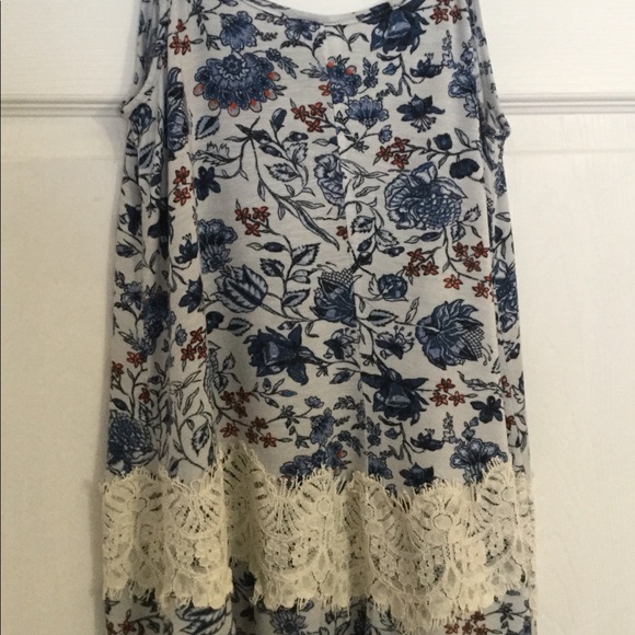 Boho Blue Floral Spaghetti Strap Top For Women Lightweight Silk Chiffon Asymmetrical Hem